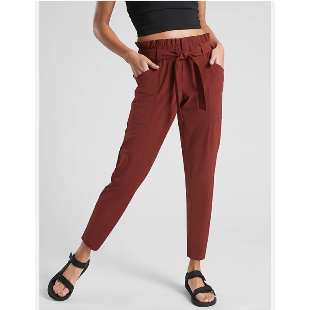 Athleta Paperbag Waist Pants Lightweight, Stretchy with Pockets Women's Size 2